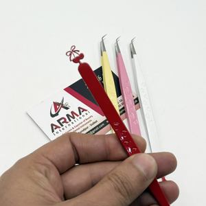 Pinzas para Extensión de Pestañas de 45 y 90 Grados, Rojas, Brillantes, Lisas, de Acero Inoxidable Sostenible, Antimagnéticas y Duraderas, Gran Venta - Product Image 2