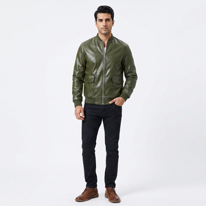 Latest Design Best Quality Manufacturing Comfortable Fabric High Quality Stand Collar <b>Men</b> <b>Leather</b> <b>jacket</b> for <b>men</b> - Product Image 3