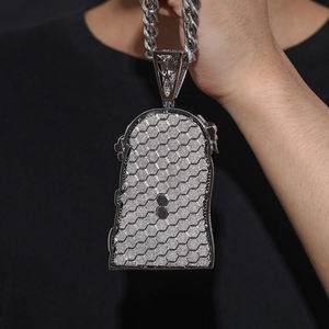 Collar con colgante de Jesús estilo hip hop, chapado en oro, plata, moissanita, diamante, cadena cubana, joyería llamativa. - Product Image 4