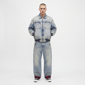 Mens <b>Denim</b> Tracksuit Two Piece Washed Jean <b>Jacket</b> Pants Set Heavyweight Cotton Streetwear <b>Denim</b> Jeans Tracksuits Men's - Product Image 4