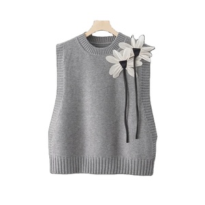 Conjunto de 3 piezas de punto de otoño e invierno, chaleco de punto elegante para mujer de oficina + camisas blancas + conjuntos de pantalones de pierna ancha para mujer, ropa - Product Image 2
