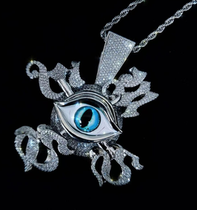 Collier pendentif œil en argent avec breloque en cristal bleu, bijou fantaisie pour hommes et femmes - Product Image 1