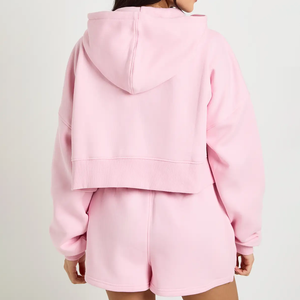 Conjunto Deportivo de 2 Piezas para Mujer, Diseño 2026, Sudadera con Capucha y Pantalones Cortos, Corte Holgado, Informal, para Fitness - Product Image 2