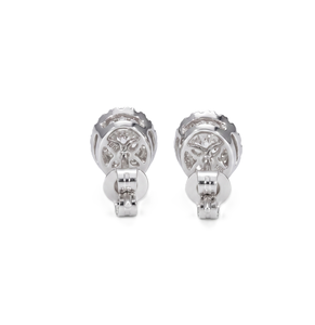 Pendientes de Diamantes Cultivados en Laboratorio con Halo Ovalado, Claridad DEF VS VVS, Oro Sólido de 9K, 10K, 14K, 18K, Pendientes de Botón Finos de Eternidad Completa para Novia - Product Image 4