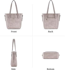 Prix de gros pour sacs fourre-tout personnalisés en cuir véritable pour femmes, sacs à main tendance avec trois sangles et fermeture éclair - Product Image 6