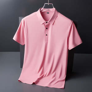 Camiseta Polo de Punto de Seda de Hielo de Alta Calidad para Hombre, Estilo Casual, Color Sólido, Manga Corta, Transpirable, para Verano - Product Image 5