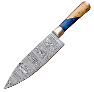 LEGACY BLADES Damascus Steel Chef <b>Knife</b> 7-8in Hand Forged Modern Wood Handle Razor <b>Sharp</b> Ambidextrous Dishwasher <b>Kitchen</b> <b>Knife</b> - Product Image 1