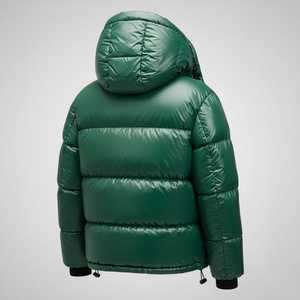 Veste matelassée verte pour femme, manches longues, à capuche, fermeture éclair, coupe-vent, manteau d'hiver, rembourrage épais en polyester - Product Image 4
