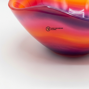Bol décoratif multicolore en forme de vague, dégradé moderne orange, rose, violet, plat de service élégant, centre de table, décoration de table - Product Image 5