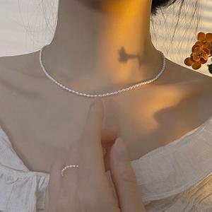 Collar de Perlas de Agua Dulce Chapado en Oro de Plata S925 de Alta Calidad, Diseño Versátil con Cadena Lisa, Producto de Nicho Simple y de Alta Gama - Product Image 2