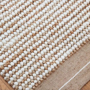 Alfombra Artesanal de Lana y Yute, Alfombra Boho a Rayas Naturales, Ecológica, Rústica, para Sala de Estar, Dormitorio, Decoración del Hogar - Product Image 2