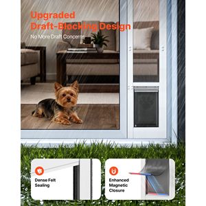 Porta per Cani Regolabile in Altezza per Finestre Scorrevoli in Vetro da 75 7/8" a 80 11/16" con Telaio in Lega di Alluminio e Cerniera Girevole - Accessori per Finestre - Product Image 6