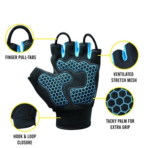 Guantes de Gimnasio de Medio Dedo Scalenight, de Cuero y Malla Transpirable, para Levantamiento de Pesas, Entrenamiento Físico, Antideslizantes, con Correa de Muñeca Ajustable, Unisex - Product Image 3