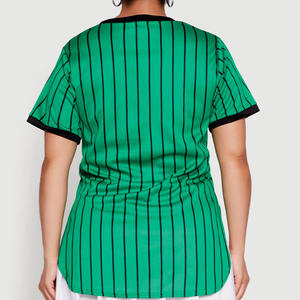 Robe de football américain tendance 2026 personnalisée pour femme, à rayures fines, en maille polyester, manches courtes, uniforme d'équipe, OEM, approvisionnement en gros, USA - Product Image 4