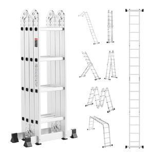 Scala Telescopica Pieghevole Multiuso da 2,35 m (7 1/2 piedi) con 4 Gradini, Altezza di Portata 4,7 m (15,5 piedi), Resistente per Uso Domestico - Product Image 1