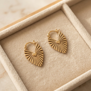 Pendientes de Aro con Forma de Corazón y Rayos de Sol, Chapados en Oro de 18K, Estilo Vintage, para Compromiso, Modernos, Unisex, Regalo, Joyería - Product Image 1