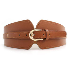 Cinturón ancho elástico de cuero vintage para mujer con hebilla de pin, cinturón de moda para la cintura - Product Image 2