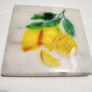 Toronto Stone Eco-Friendly Natural <b>Marble</b> <b>Coaster</b> Toronto White Artistic 100mm Diameter 6mm Thick Drinkware Mats Pads - Product Image 3