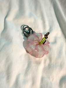 Handmade Beaded Lily <b>Keychain</b> – Resin-Coated Glass Bead Bag Charm - Product Image 3