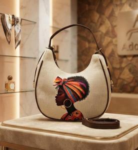 <b>Canvas</b> PU Shoulder Bag Crescent Hobo Purse Printed <b>Handbag</b> Crossbody Bag ZIP Single Strap Autumn Fashion for Daily Commuting - Product Image 4