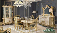 Meuble de salle à manger Royal en bois, luxueux, doré et noir métallique, modèle classique, offre spéciale