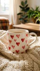 Ceramic <b>Mug</b> Heart Pattern Cute Design Dishwasher Safe Microwave Safe Home Use - Product Image 1