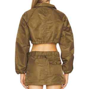 Waterproof Nylon <b>Jacket</b> and Shorts Blank Sweat Suit Women Windbreaker Short Sets - Product Image 3