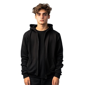 Sweatshirts à capuche zippés en coton mélangé pour hommes Sweatshirts décontractés à manches côtelées avec logo brodé Vente en gros Sweat à capuche à cordon - Product Image 1