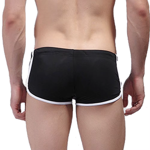 Boxers noirs pour hommes avec bordure blanche, séchage rapide, en Spandex et Nylon tricoté, taille mi-haute, motif uni - Product Image 3
