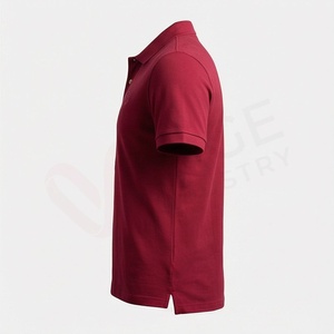 Polo en coton à manches courtes pour homme, logo brodé, coupe classique, couleur unie, tissu tissé - Product Image 3