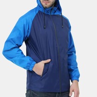 Erkek Kapüşonlu Rüzgarlık Ceket Su Geçirmez Nefes Alabilen Düz Boyalı Polyester/Naylon Sonbahar Dış Mekan Sokak Giysisi Ön Fermuarlı Kapatma