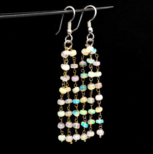 HAYAAT GEMS Perles d'opale éthiopienne naturelle Welo Fire, boucles d'oreilles en argent sterling et or, cadeau de luxe pour elle - Product Image 1