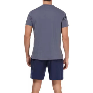 Ensemble de sport d'été 2026 100 % coton pour homme : T-shirt imprimé et short assorti, grandes tailles, respirant, bicolore - Product Image 4