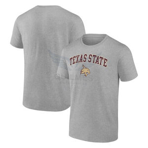 T-shirt en coton imprimé pour homme de l'Université de l'État du Texas, avec logo personnalisé, motif universitaire, vente en gros, OEM, col rond décontracté - Product Image 1
