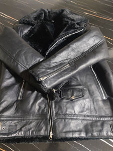 Veste en cuir d'agneau de haute qualité, style varsity, chauffante, coupe-vent, respirante, élégante, en cuir véritable, fourrure, pour femmes - Product Image 5