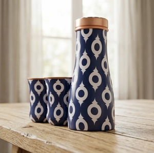 Carafe en verre cuivré - Bouteille imprimée en cuivre pour table de chevet (1000 ml + 2 × 275 ml) (10,5 × 3 po (27 × 7,5 cm) - Product Image 2