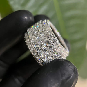 Hiphop Full Moissanite Diamond <b>Ring</b> 100% Real 925 Sterling Silver Party Wedding Band <b>Rings</b> for Women Bridal Engagement Jewelry - Product Image 1
