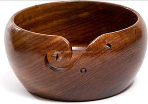 ชามไหมพรมทำมือแกะสลักด้วยมือแบบกำหนดเองผลิตภัณฑ์ไม้ขัดเงาสำหรับตกแต่งลวดลายที่เก็บงานฝีมือ - Product Image 3