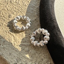 แหวนเงินแท้ 925 ดีไซน์สไตล์เกาหลี ประดับด้วยลูกปัดรูปดอกไม้และตาแมว งานฝีมือ CNC เรียบง่าย แหวนประดับลูกปัดวิบวับ - Product Image 4