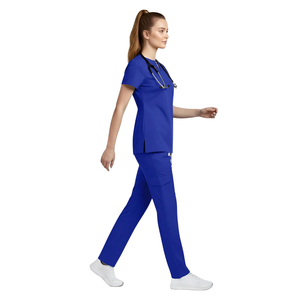Uniforme Médico de Algodón y Poliéster para Mujer, Blusa de Manga Corta con Cuello en V, Pantalones Cargo, Uniforme de Enfermería, Ropa de Trabajo para Hospital y Servicios de Salud - Product Image 3