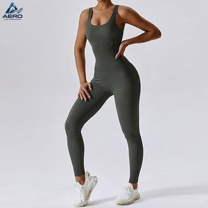 Traje Deportivo de Una Pieza con Cuello Cuadrado y Costuras Acanaladas, Sin Mangas, de Alta Elasticidad, Ajuste Ceñido, para Entrenamiento, Yoga y Ejercicio - Product Image 2