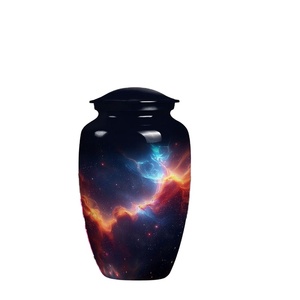 Screw Top Aluminum Urn for Human Ashes Adult Size - Threaded Lid Metal Cremation Urn - Twist Closure <b>Memorial</b> <b>Vase</b> for Funeral - Product Image 1