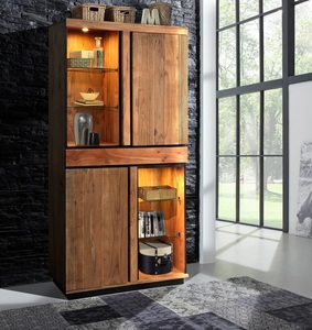 Armoire de chambre à coucher moderne de luxe écologique en bois massif avec portes en bois et éclairage intérieur, meuble de rangement autoportant - Product Image 5