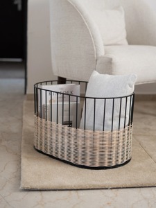 Juego de Cestas Ovaladas de Ratán con Marco de Hierro, Cestas de Almacenamiento Hechas a Mano, Ratán Natural, Modernas y Multifuncionales, Hechas en Vietnam - Product Image 5