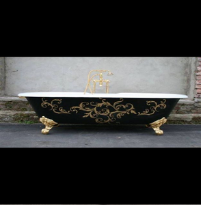 Baignoire en laiton doré martelé avec poignées latérales et élégantes pattes de lion, disponible à prix de gros. - Product Image 2