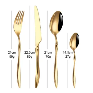 Ensemble de couverts traditionnels de luxe en acier inoxydable plaqué, couteau, fourchette et ustensiles de service à prix avantageux - Product Image 2