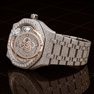 Montre de luxe pour homme en moissanite et diamants, entièrement pavée, avec pierres VVS, bracelet montre - Product Image 3