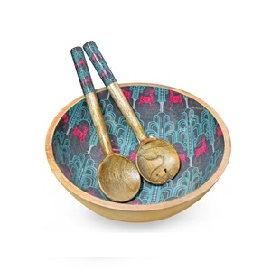 Tazón de Madera de Acacia de Diseño de Lujo de Última Tendencia, Estilo Único, Tazón de Madera para Servir Ensaladas o Frutas con Cucharas - Product Image 6