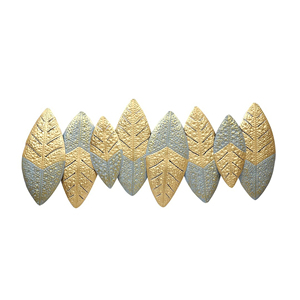 Modern Luxury Metal <b>Leaf</b> <b>Wall</b> Art Gold Grey Handcrafted Large Metallic Sculpture Hanging <b>Decor</b> Living Room Hotel Home <b>Wall</b> Art - Product Image 2