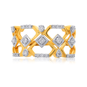 Anillo de Diamantes Rhombic Harmony, Oro de 18K, Diamantes Multiforma, Anillo Calado, Anillo Geométrico Minimalista para Mujer - Product Image 3